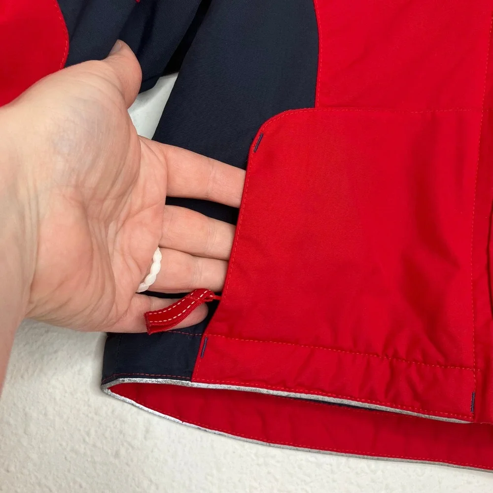 Lands' End Kids Hooded Jacket Red Navy Insulated Winter Size 12-18‎ months